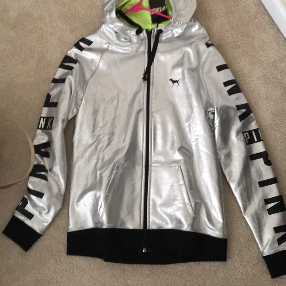 Victoria secret pink fashion show silver  jacket